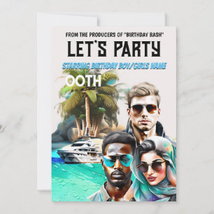 Movie poster spy thriller adults birthday event invitation