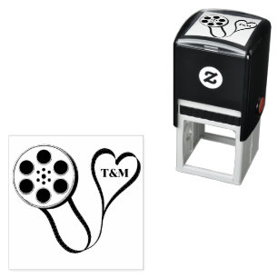 Movie Reel Love Heart Personalized Wedding Self-inking Stamp