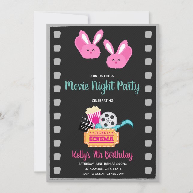 Movie slumber party invitation (Front)