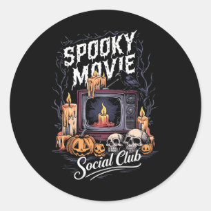 Movie Social Club Vintage Tv Halloween Horror Art  Classic Round Sticker