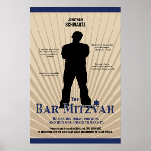 Movie Star Bar Mitzvah Poster Tan Navy Blue