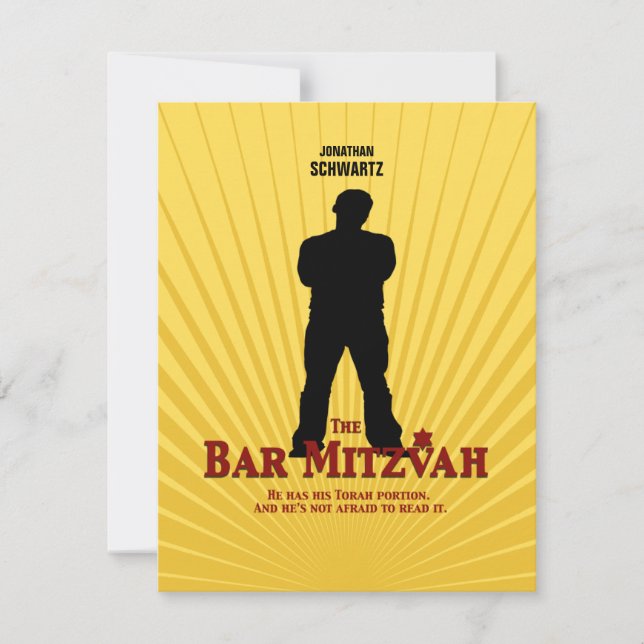 Movie Star Bar Mitzvah Reply RSVP Yellow Blue (Front)