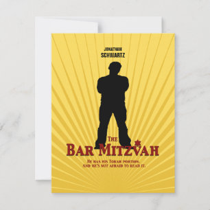 Movie Star Bar Mitzvah Reply RSVP Yellow Blue Card