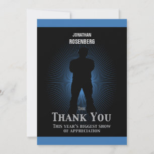 Movie Star Bar Mitzvah Thank You Black Navy Blue Card