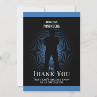 Movie Star Bar Mitzvah Thank You Black Navy Blue Card