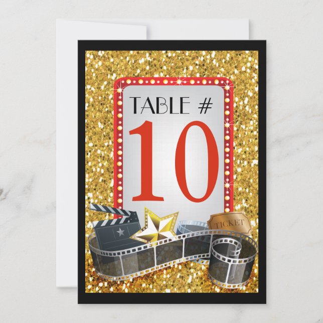 MOVIE STAR Bat Mitzvah Table Number Card (Front)