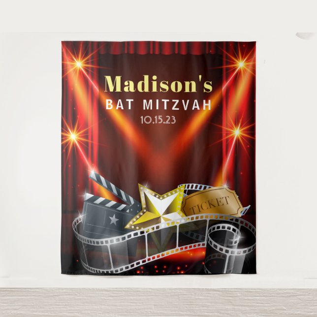 MOVIE STAR HOLLYWOOD Bat Mitzvah Invitation Tapestry (Front)