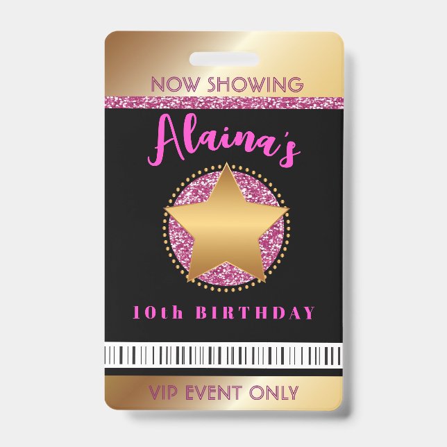 MOVIE STAR HOLLYWOOD BROADWAY Birthday VIP Pass Ba ID Badge (Front)