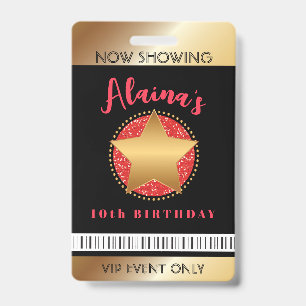 MOVIE STAR HOLLYWOOD BROADWAY Birthday VIP Pass ID Badge