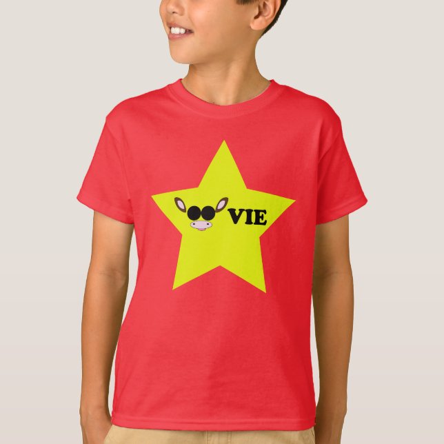 Movie star yellow cow themed T-Shirt (Front)