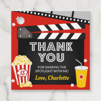 Movie Thank You Tags, Movie Night Favour Tags