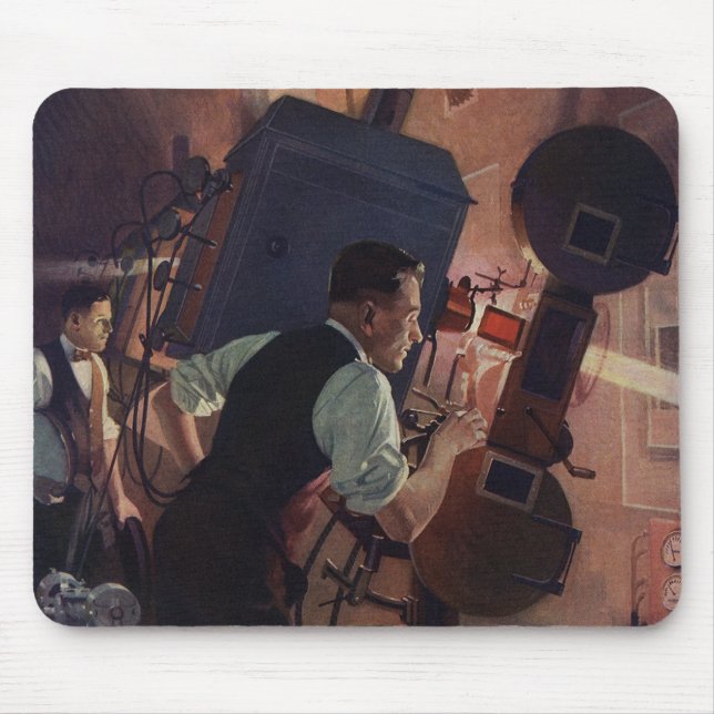 Movie Theater Projectionist, Vintage Business Mouse Pad (Front)