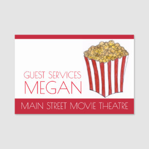 Movie Theatre Buttered Popcorn Carnival Corn Name Tag