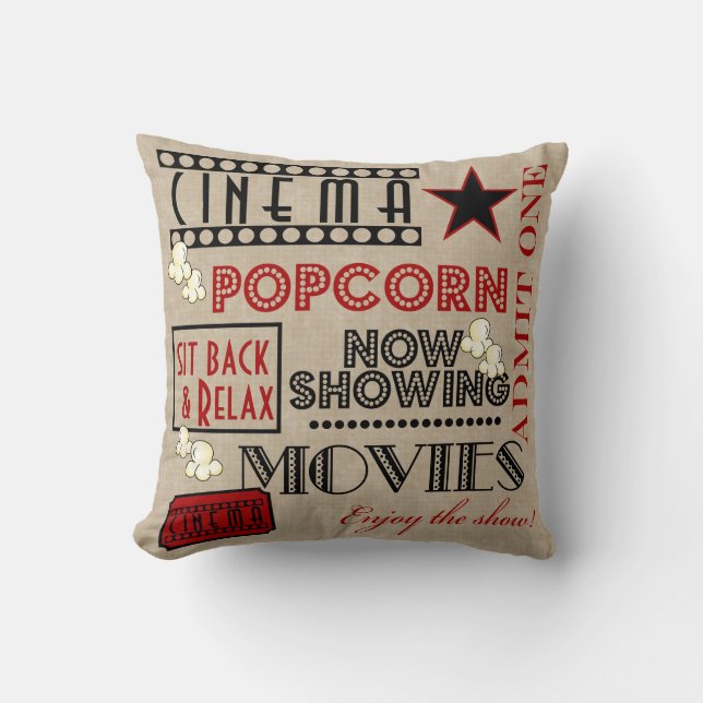 Movie Theatre Cinema  Admit one ticket Pillow-red Cushion (Front)