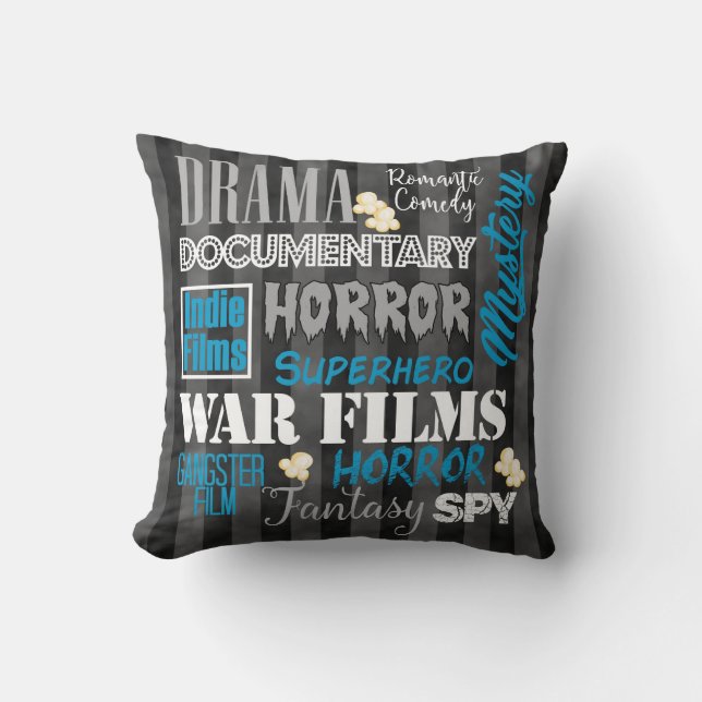 Movie Theatre Cinema movie genre ticket Pillow-blu Cushion (Front)