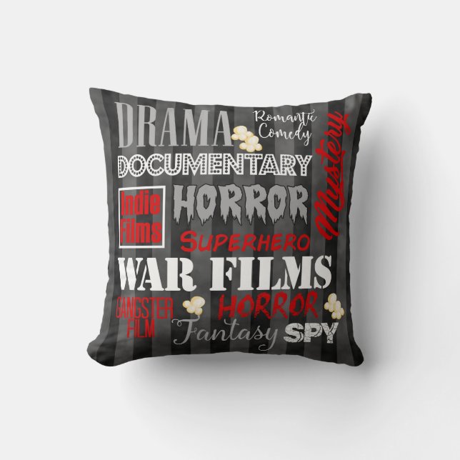 Movie Theatre Cinema movie genre ticket Pillow-red Cushion (Front)