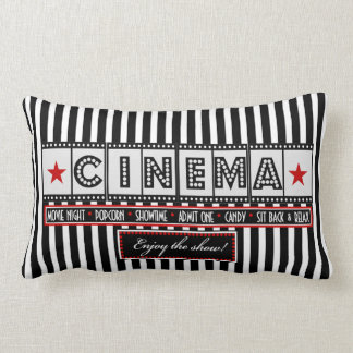 Movie Theatre Cinema Stripe Pillow- red accent Lumbar Cushion