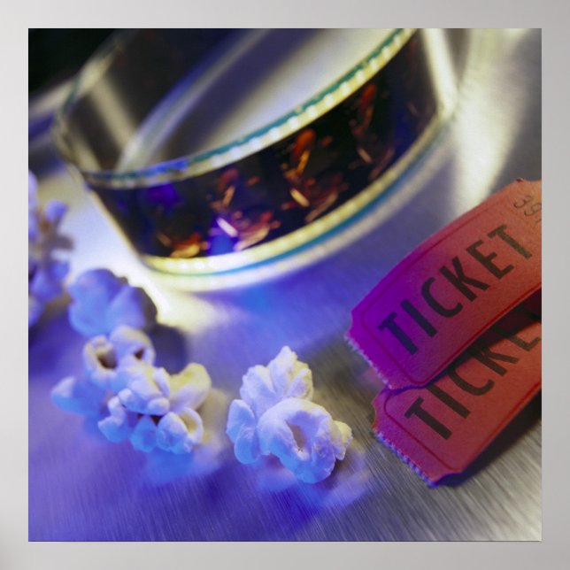 Movie Theatre Film, Popcorn & Tickets Poster (Front)