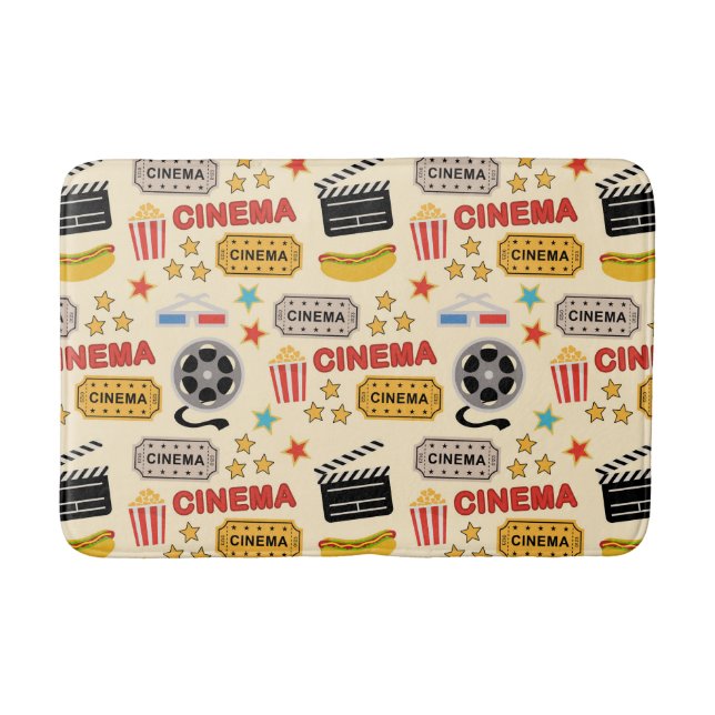 Movie Theatre Fun Pattern Bath Mat (Front)