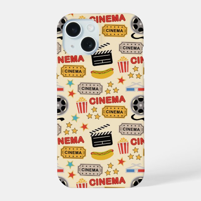 Movie Theatre Fun Pattern iPhone 15 Case (Back)