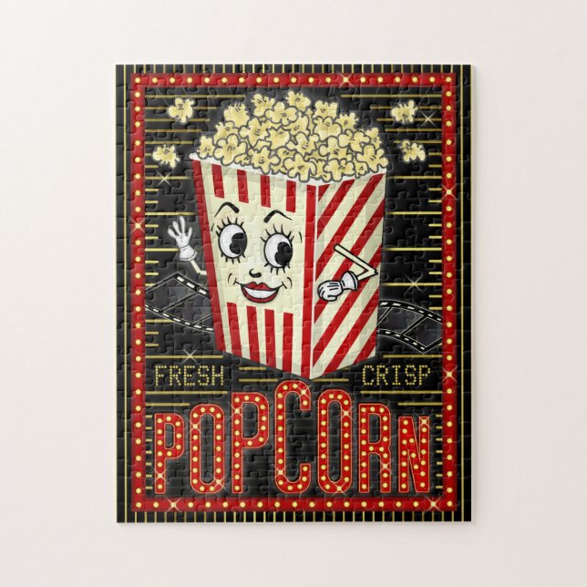 Movie Theatre Home Cinema Popcorn Marquee Jigsaw Puzzle (Vertical)