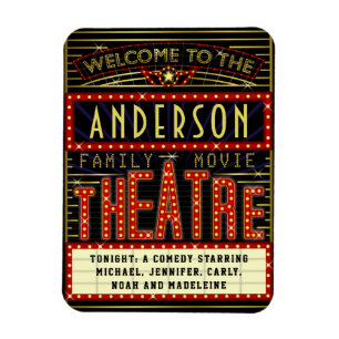 Movie Theatre Marquee Home Cinema   Custom Name Magnet