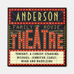 Movie Theatre Marquee Home Cinema   Custom Name Magnet