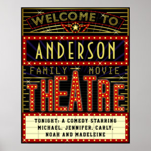 Movie Theatre Marquee Home Cinema Custom Name Poster