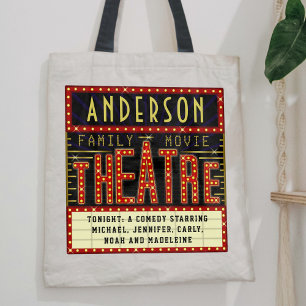 Movie Theatre Marquee Home Cinema Custom Name Tote Bag