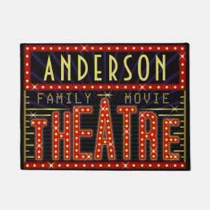 Movie Theatre Marquee Home Cinema Custom Name V1 Doormat