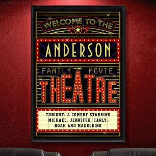Movie Theatre Marquee Home Cinema Name 24 x 36 Poster