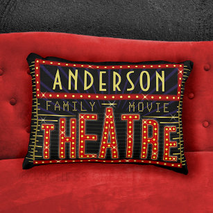 Movie Theatre Marquee Home Cinema   Personalised Decorative Cushion