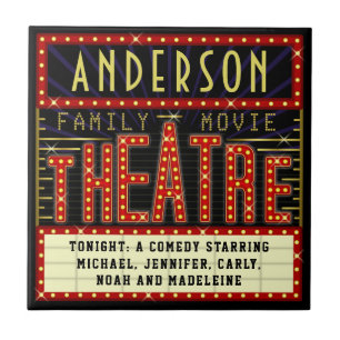 Movie Theatre Marquee Home Cinema Personalised Tile