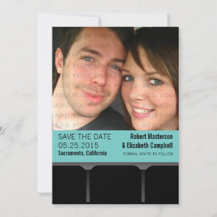 Movie Theatre Photo Save the Date Invite, Aqua