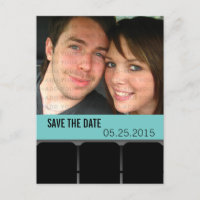Movie Theatre Photo Save the Date Postcard, Aqua