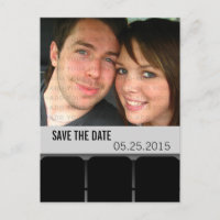 Movie Theatre Photo Save the Date Postcard, Grey