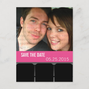 Movie Theatre Photo Save the Date Postcard, Magent Announcement Postcard