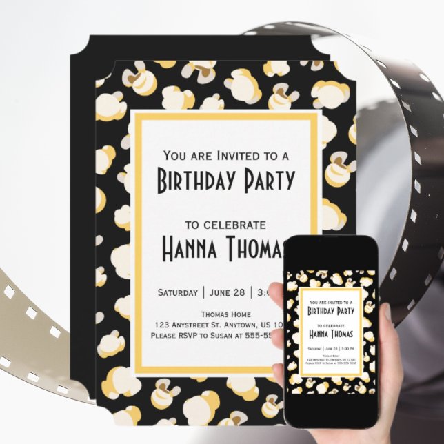 Movie Theatre Popcorn Theme Birthday Invitation  (Creator Uploaded)