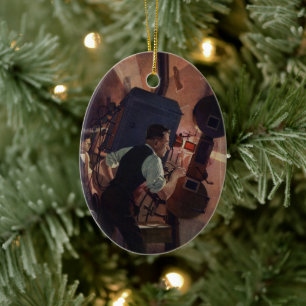 Movie Theatre Projectionist, Vintage Business Ceramic Tree Decoration