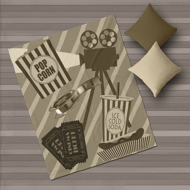 Movie Theatre Props Vintage Design Fleece Blanket (Creator Uploaded)