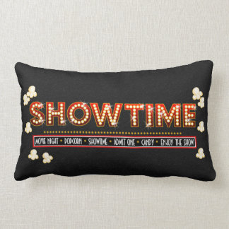 Movie Theatre Showtime Pillow- red and gold Lumbar Cushion