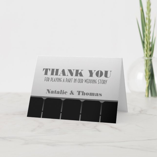 Movie Theatre Thank You Card, Grey (Front)