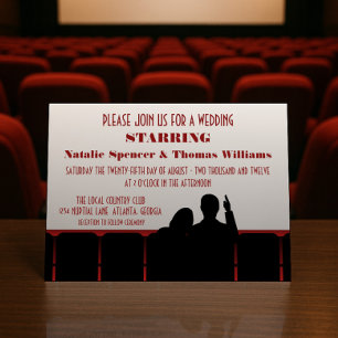 Movie Theatre Wedding Invite, Red Invitation