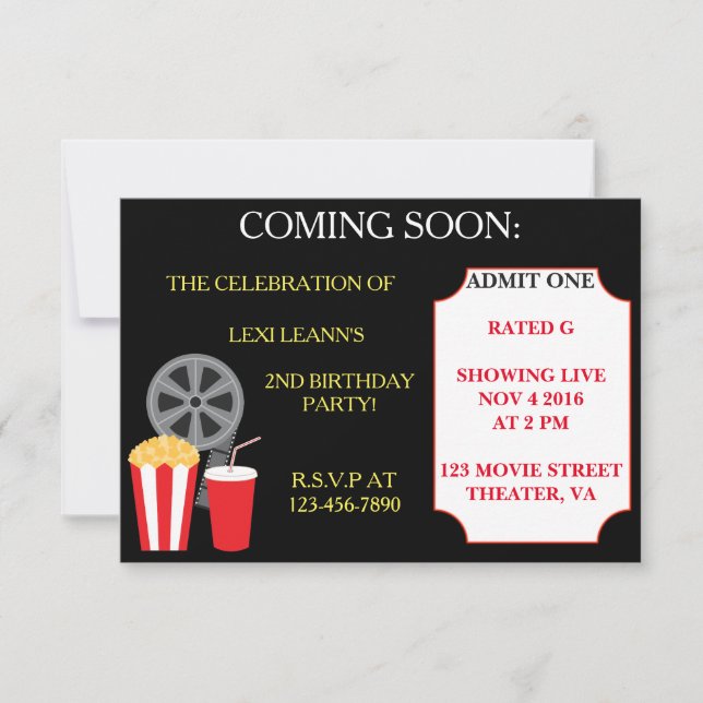 Movie Themed party invitations (Front)