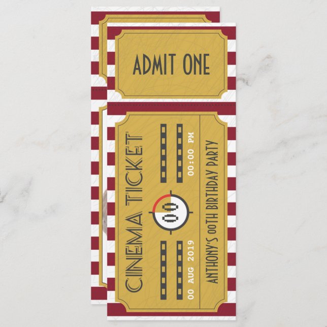 Movie Ticket Birthday Party add photo Invitation (Front/Back)