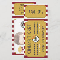 Movie Ticket Birthday Party add photo Invitation
