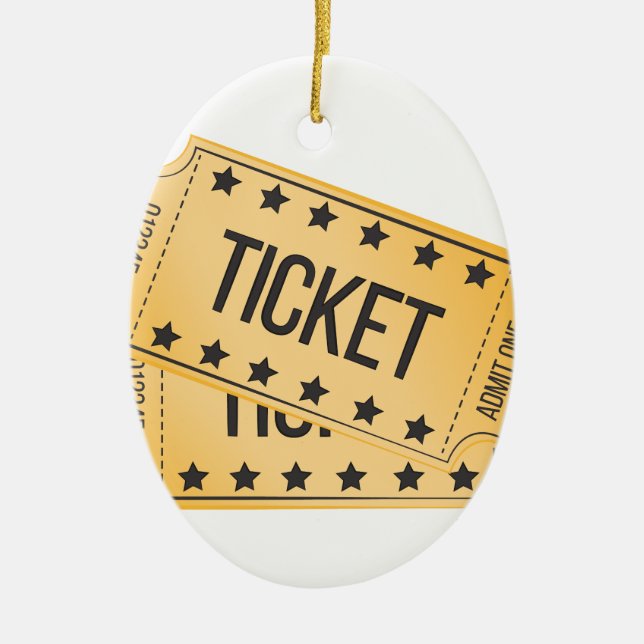 Movie Ticket Ceramic Tree Decoration (Front)