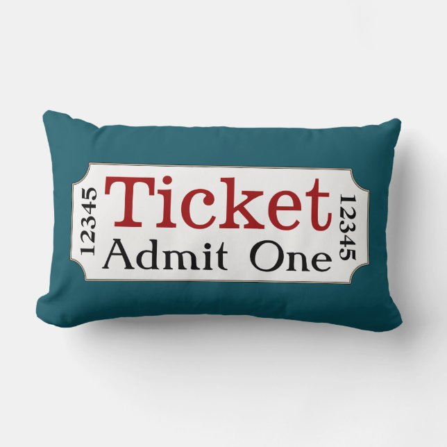 Movie Ticket Turquoise Cinema Pillow (Front)
