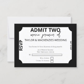 Movie Ticket Wedding RSVP Card