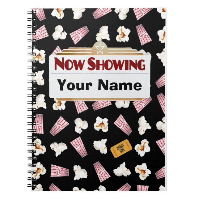 Movies and Popcorn Customisable Spiral Notebook (Front)